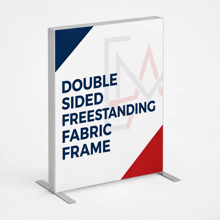 Freestanding double-sided SEG fabric frame
