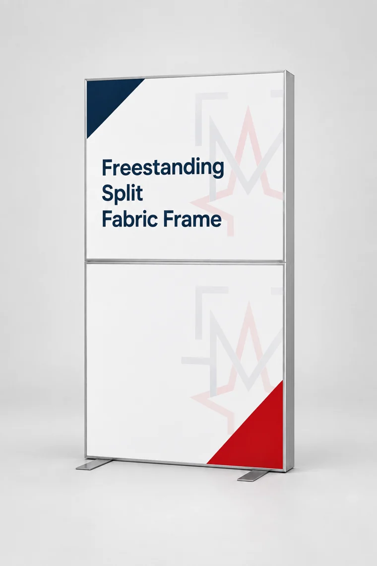 Freestanding split SEG fabric frame