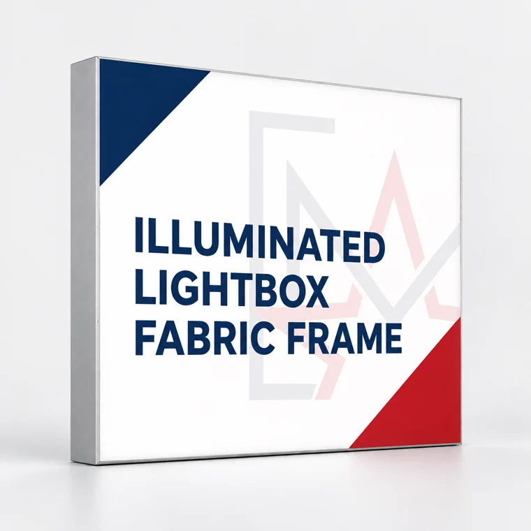 Illuminated lightbox SEG fabric frame